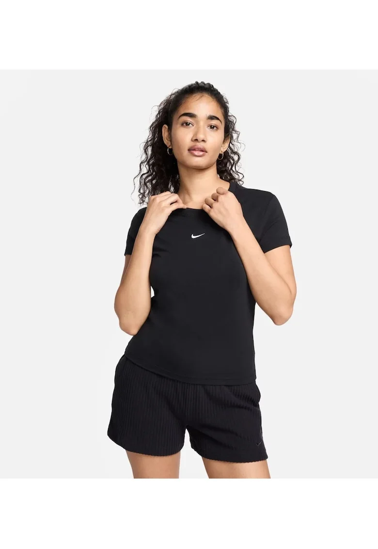 Tricou cu decolteu la baza gatului si detaliu logo Chill Knit,