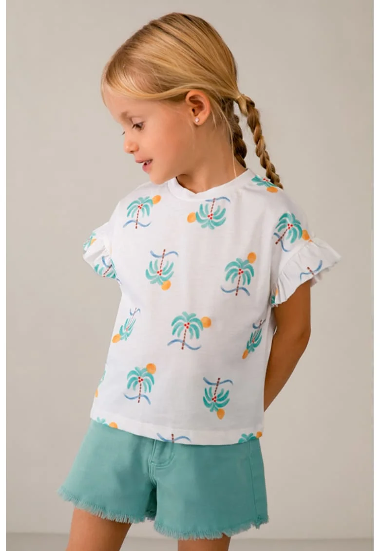 Tricou cu model si maneci cu volane