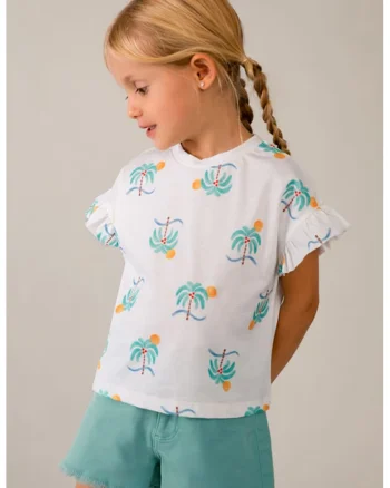 Tricou cu model si maneci cu volane