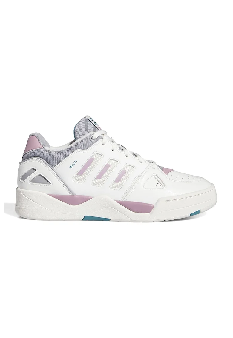 Pantofi sport de piele ecologica Mid City, Alb/Lila