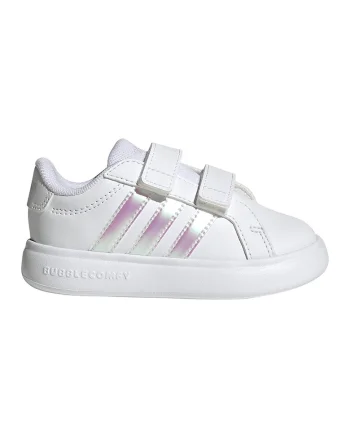 Pantofi sport de piele ecologica cu benzi velcro Brand Court 3.0, Alb optic