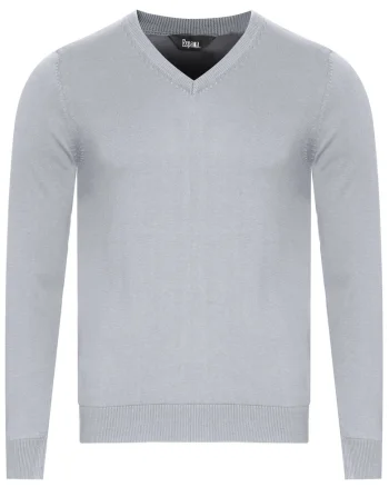 Pulover barbati,  60000VY-S4, gri deschis, 100% bumbac