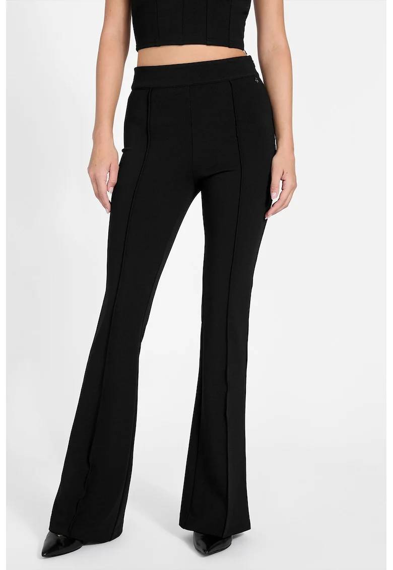 Pantaloni evazati cu talie inalta, Negru