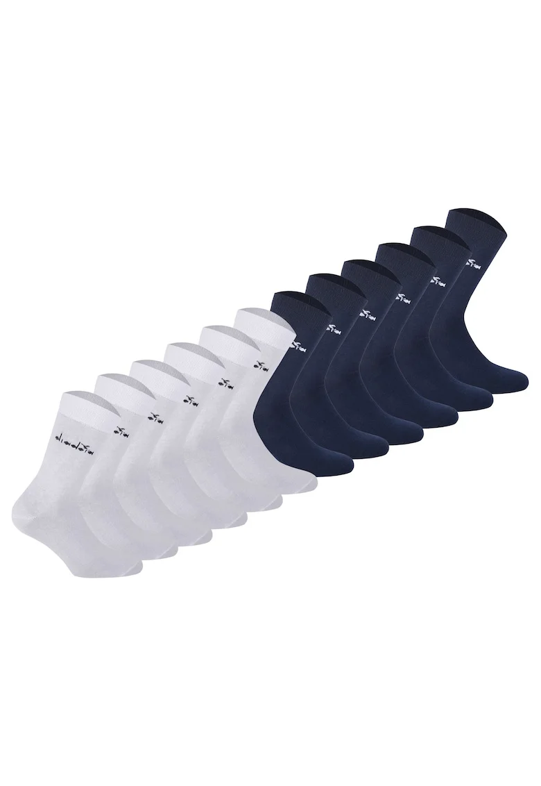 Set de sosete lungi unisex - 12 perechi, Alb/Albastru inchis