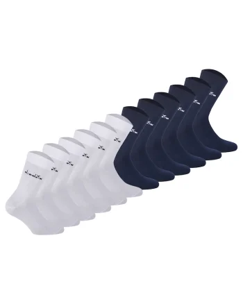 Set de sosete lungi unisex - 12 perechi, Alb/Albastru inchis