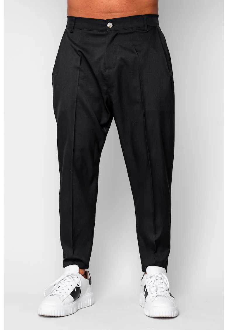 Pantalon lung cu elastic si buzunar Black 19929, Negru