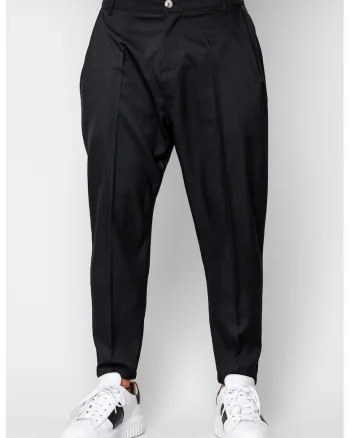Pantalon lung cu elastic si buzunar Black 19929, Negru