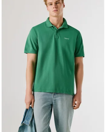 Tricou polo din bumbac cu logo Oscar, Verde irlandez