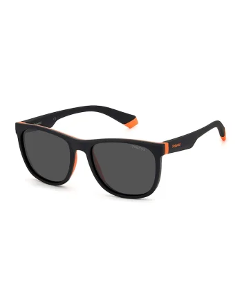 Ochelari de soare patrati unisex cu lentile uni, Negru/Portocaliu