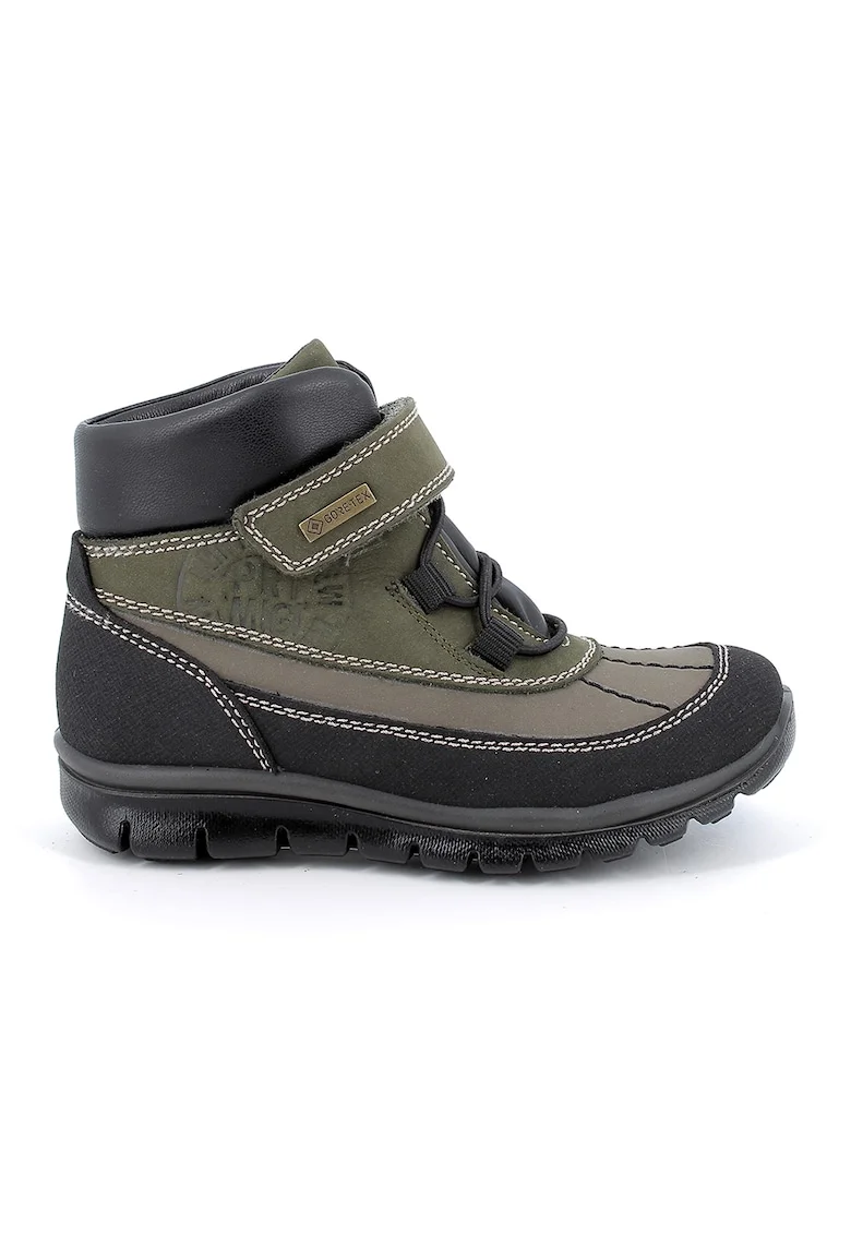 Ghete de piele si piele ecologica cu velcro, Negru/Kaki