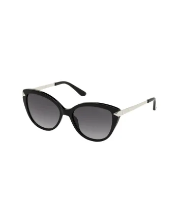 Ochelari de soare cat-eye, Negru/Argintiu