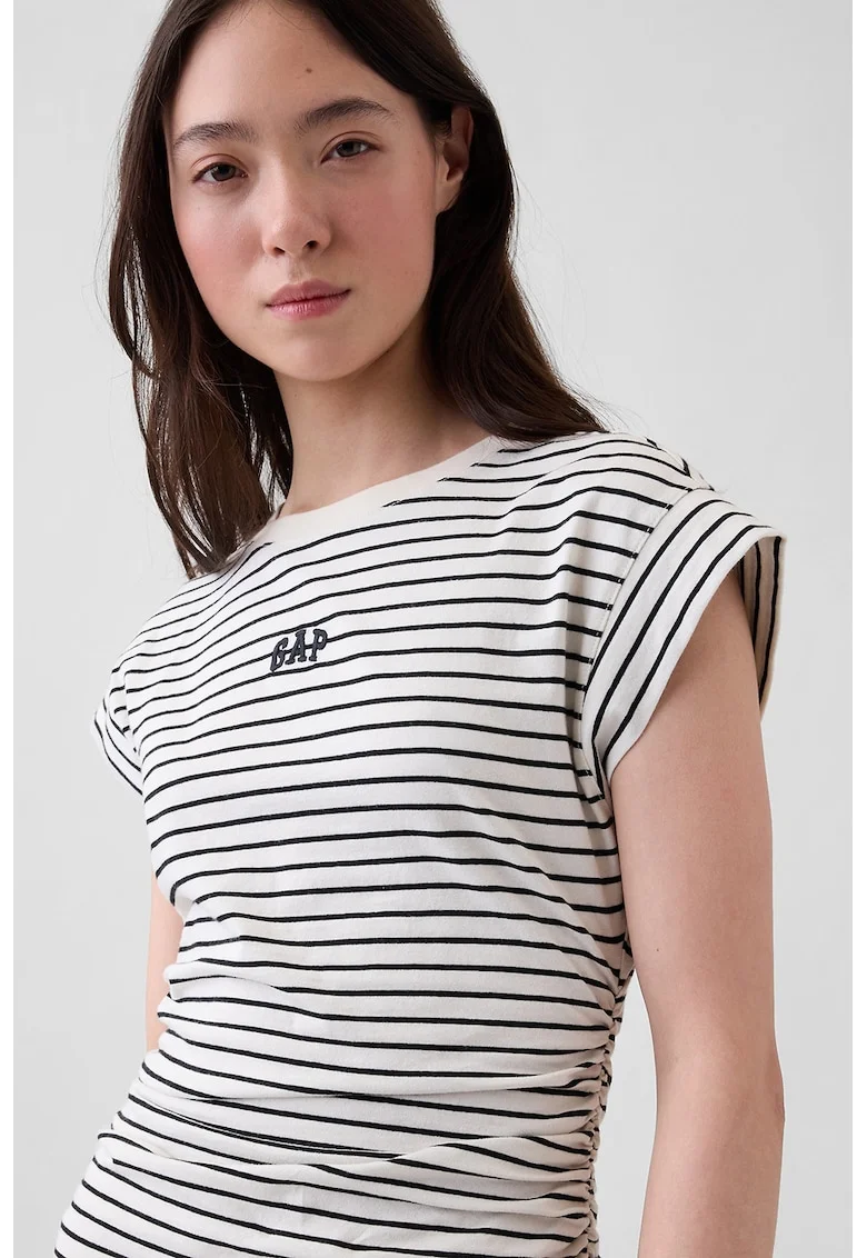 Rochie cu fronseuri, Alb/Negru