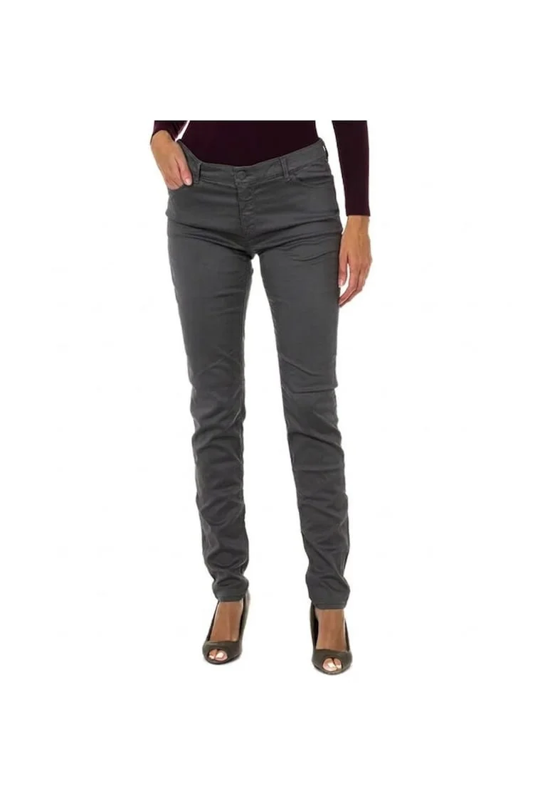 Pantaloni push-up din amestec de bumbac,
