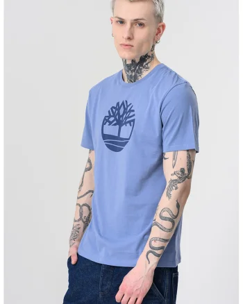 Tricou de bumbac cu logo Kennebec River Tree, Alb/Albastru inchis