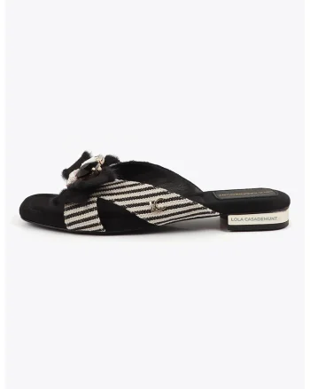 Papuci cu strasuri decorative, Negru/Crem