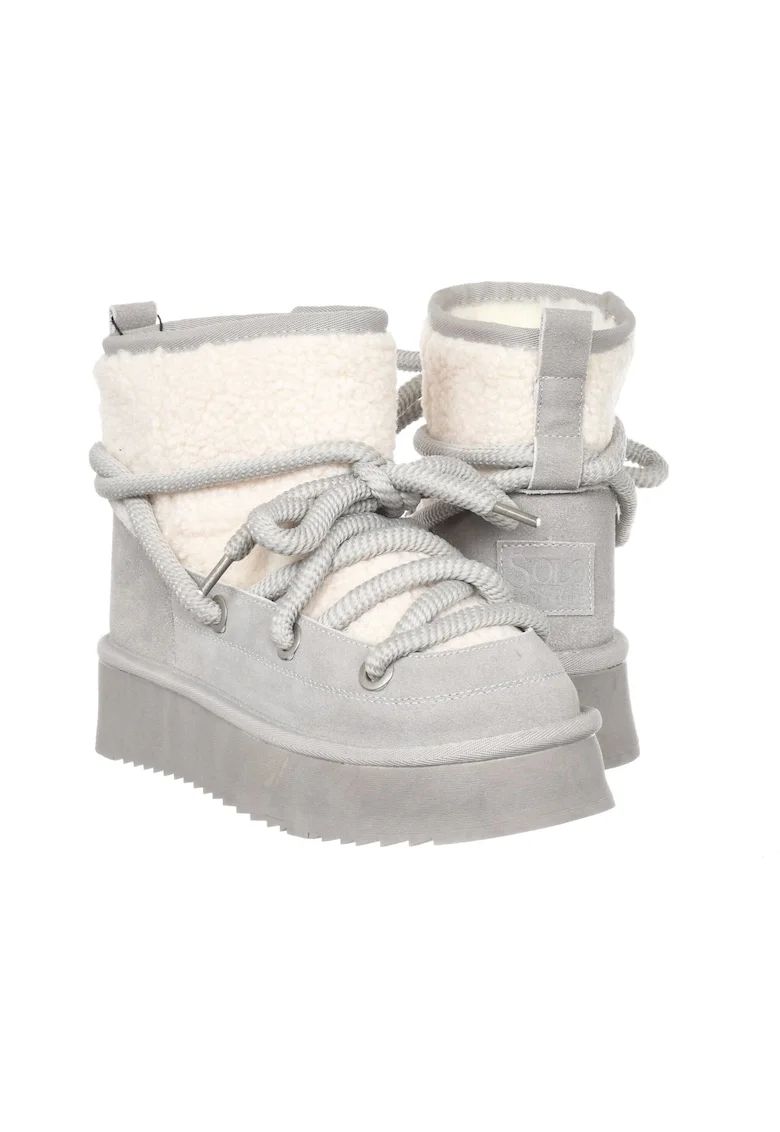 Ghete dama  piele naturala/textil, alb/crem