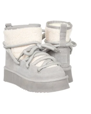 Ghete dama,  piele naturala, gri,