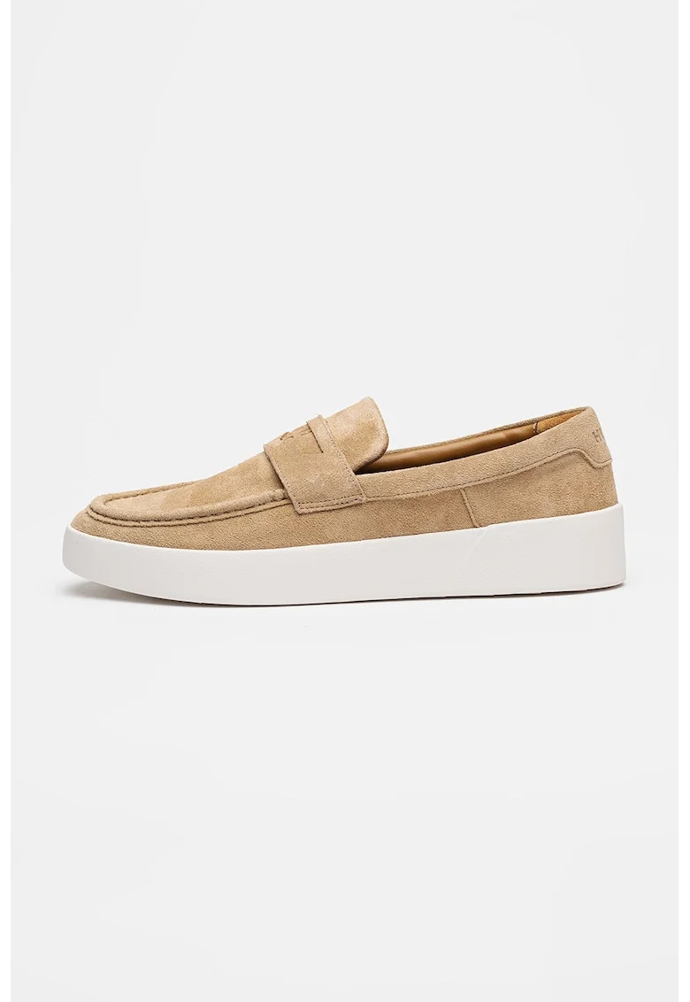 Pantofi loafer wedge din piele intoarsa Lyde, Bej