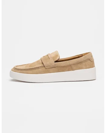 Pantofi loafer wedge din piele intoarsa Lyde, Bej