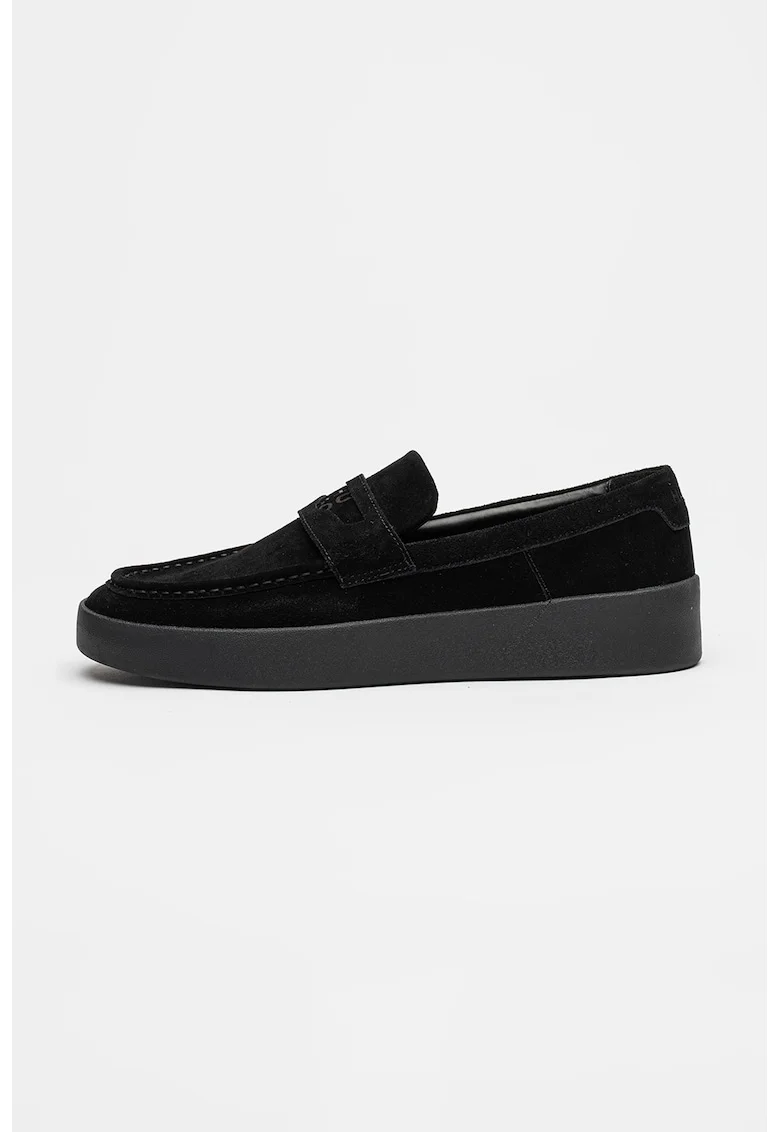 Pantofi loafer wedge din piele intoarsa Lyde, Negru