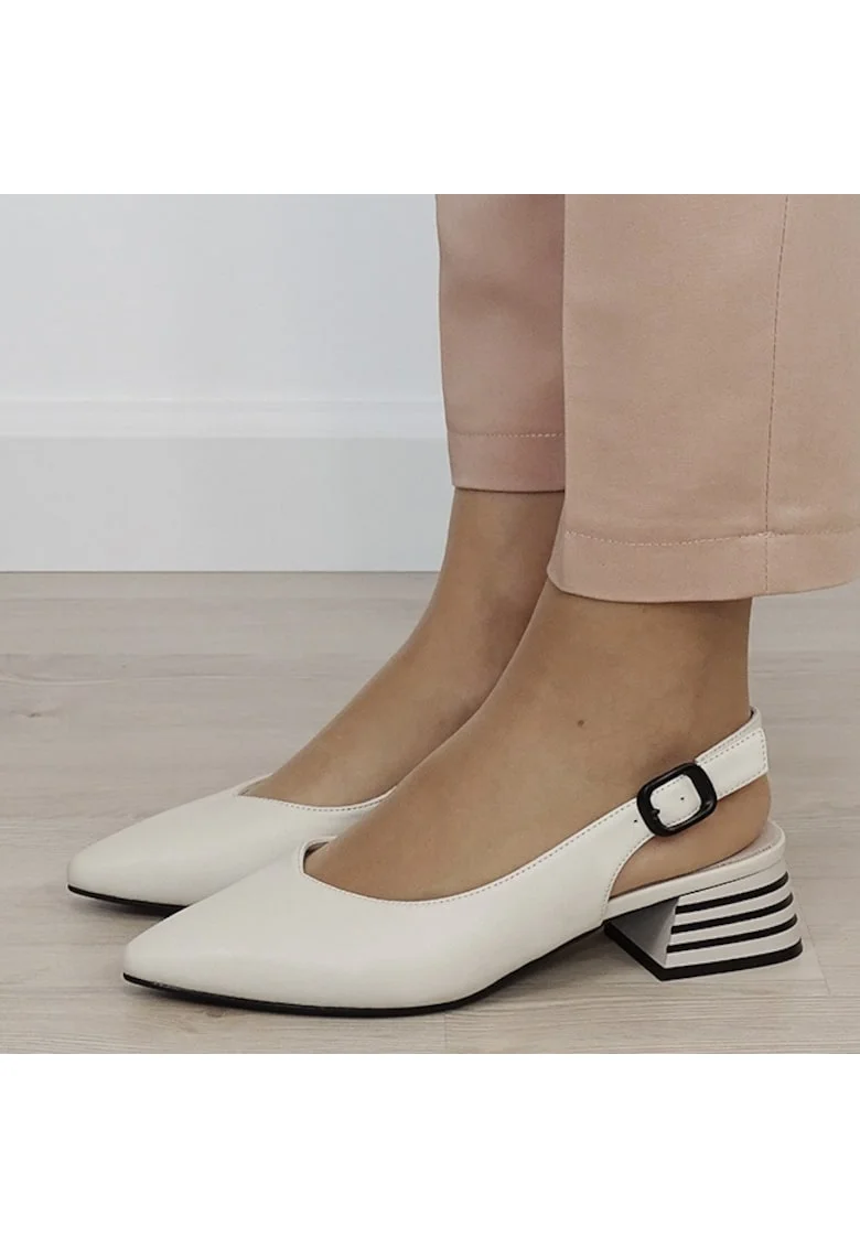 Pantofi crem comozi din piele naturala BY6888-4 02 19764, Bej