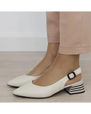 Pantofi crem comozi din piele naturala BY6888-4 02 19764, Bej