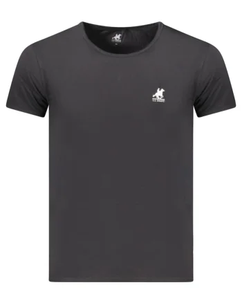 U.S. Grand POLO Tricou barbati simplu cu logo brodat, Negru