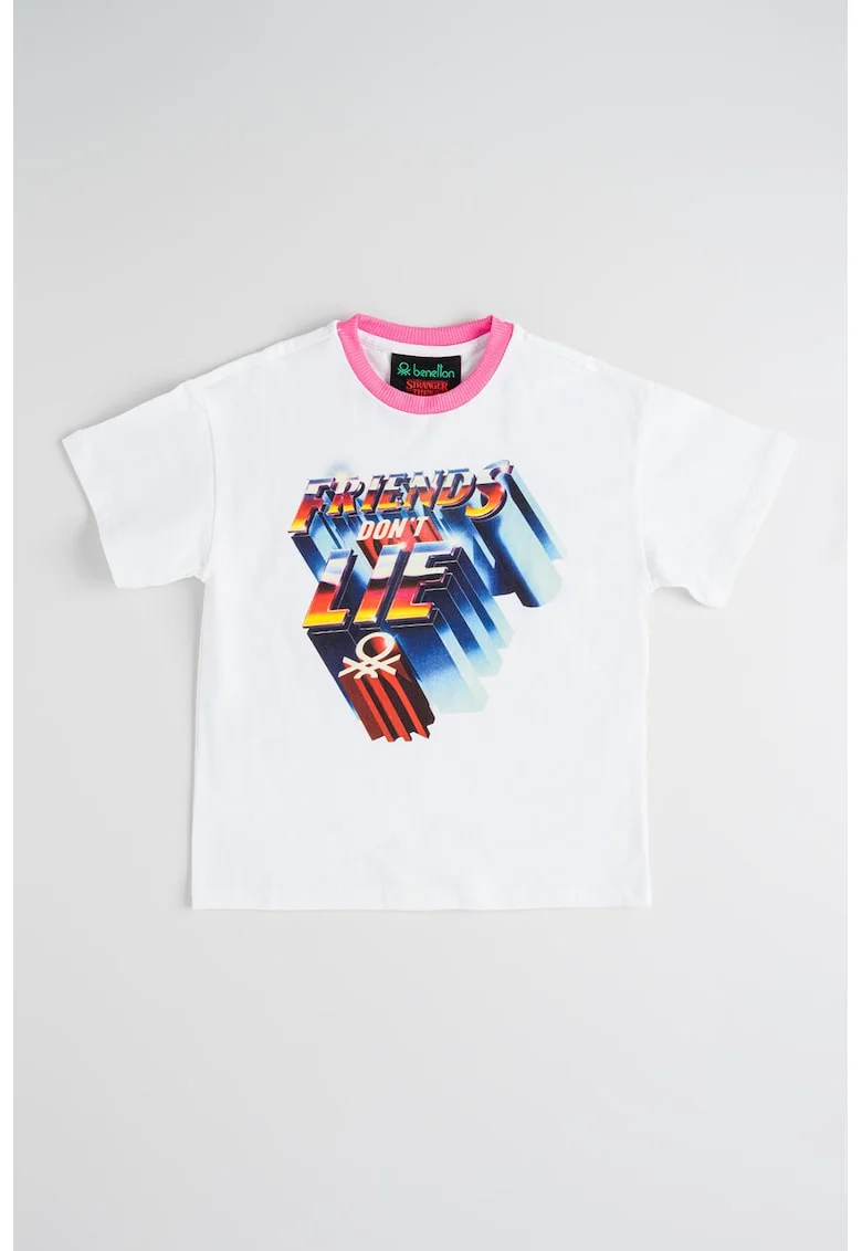 Tricou cu tematica Stranger Things, Alb/Roz