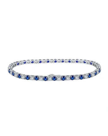 Bratara Tennis  3mm, Argint, pentru barbati 3 mm, Alb albastrui