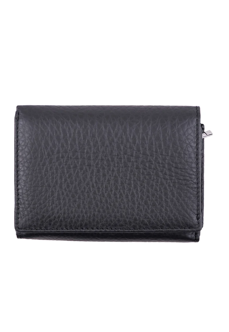 Portofel dama piele,  Little wallet, Negru, 13 x 9.5 x 3 cm