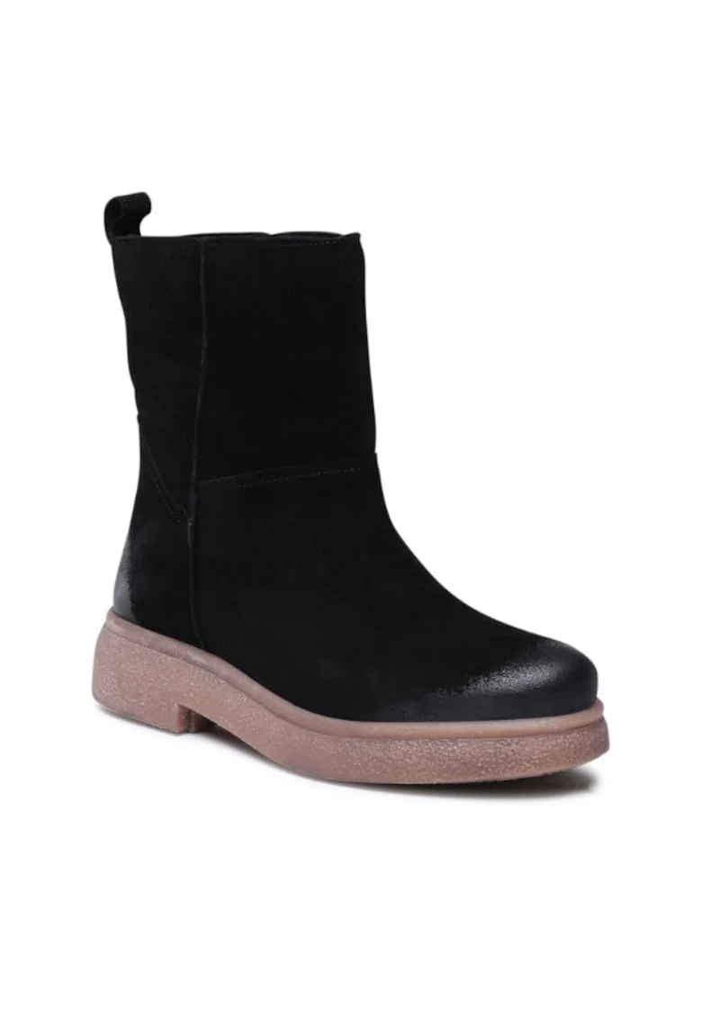 Ghete dama,  5904862262055, Negru, Piele naturala/Piele intoarsa,