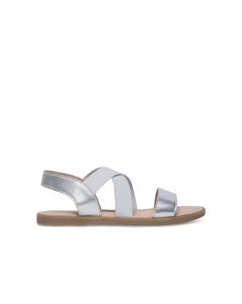 Sandale copii,  590559, Piele naturala, Argintiu,