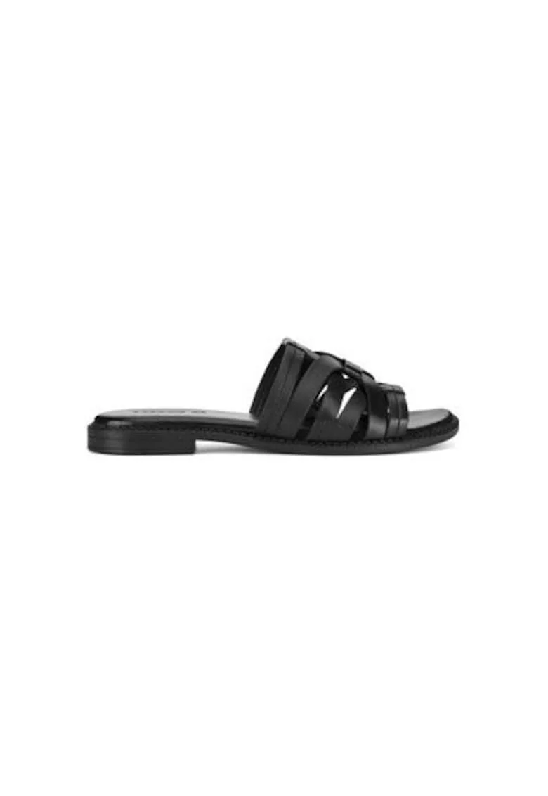 Slapi dama, 4075,  Piele naturala, Negru