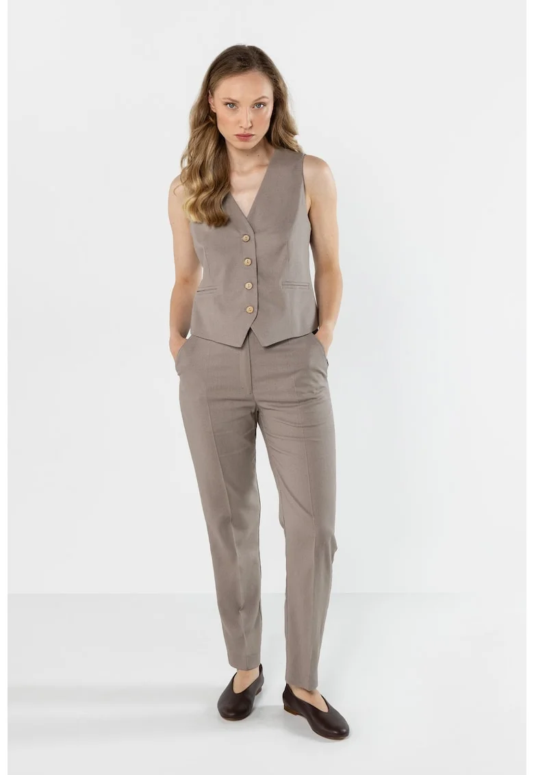 Pantaloni de dama,  A773, bumbac, bej
