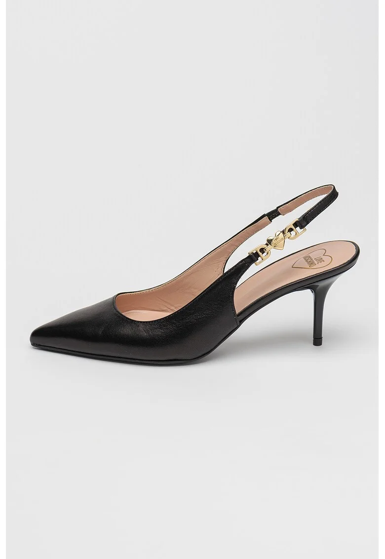 Pantofi din piele cu varf ascutit, Negru