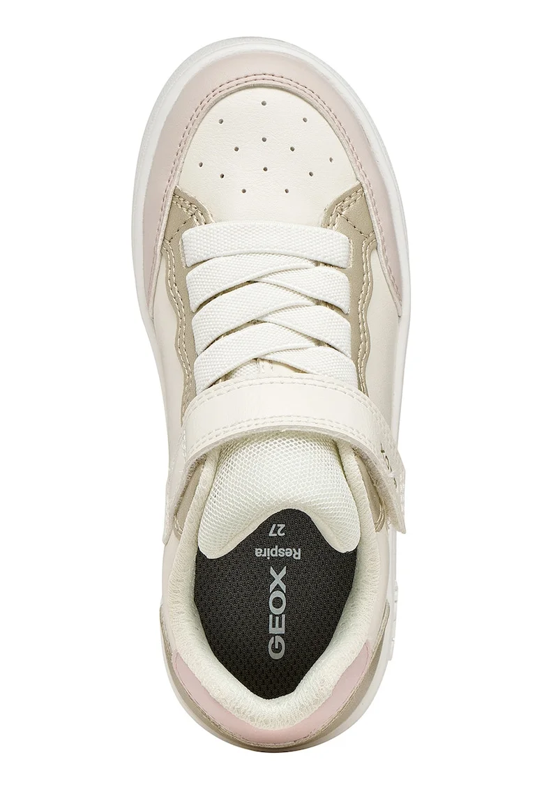 Pantofi sport Eclyper de piele ecologica si material textil cu velcro, Auriu/Bej deschis
