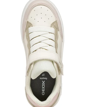 Pantofi sport Eclyper de piele ecologica si material textil cu velcro, Auriu/Bej deschis