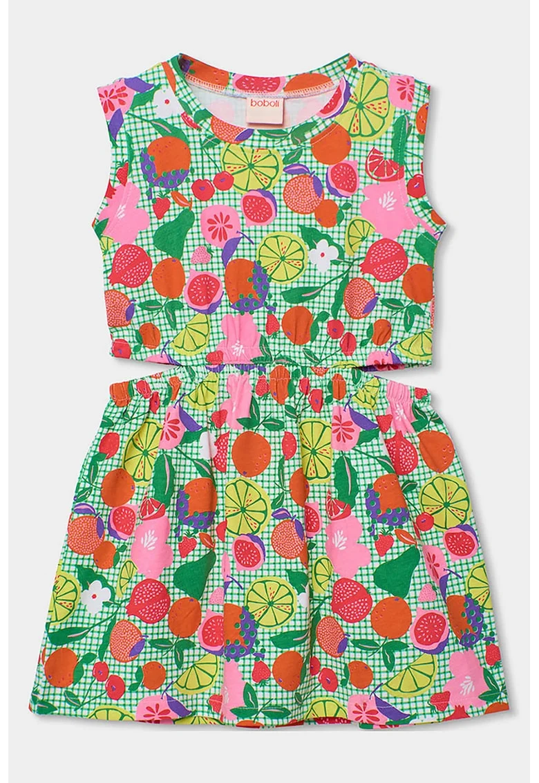 Rochie fara maneci cu imprimeu cu fructe, Multicolor
