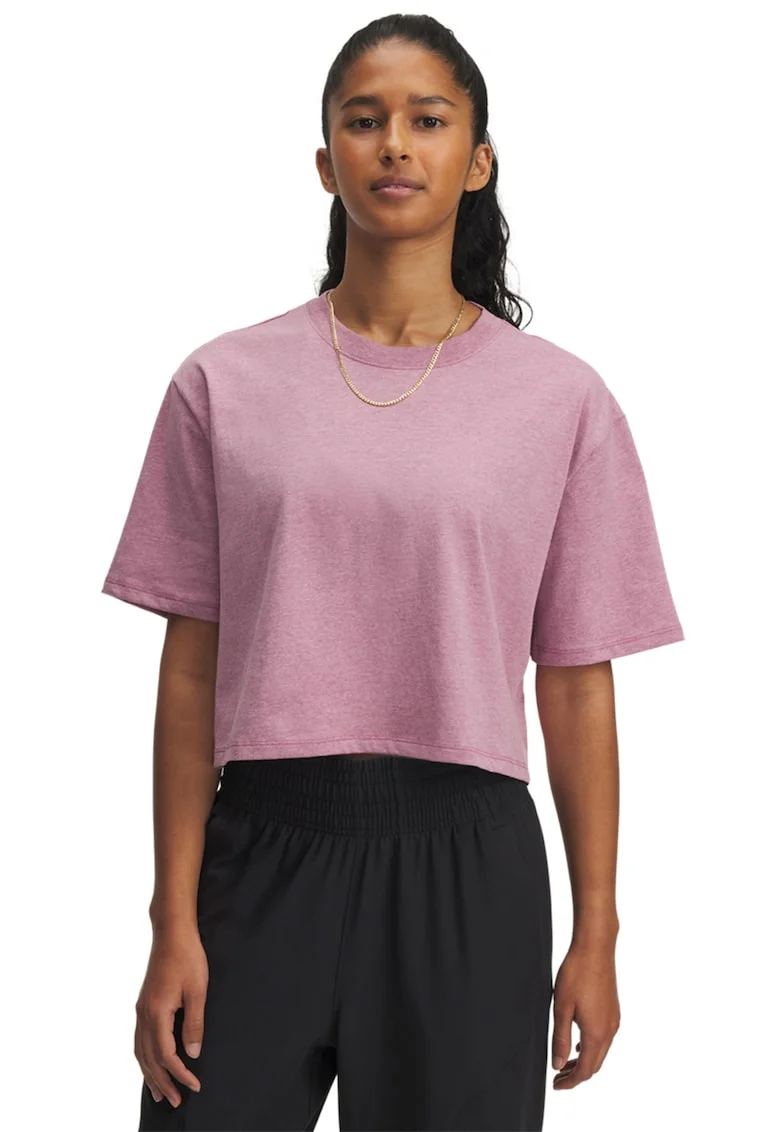 Tricou crop din amestec de bumbac Rival, Roz deschis