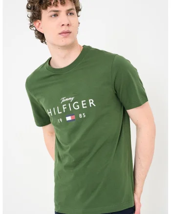 Tricou regular fit cu imprimeu logo, Verde