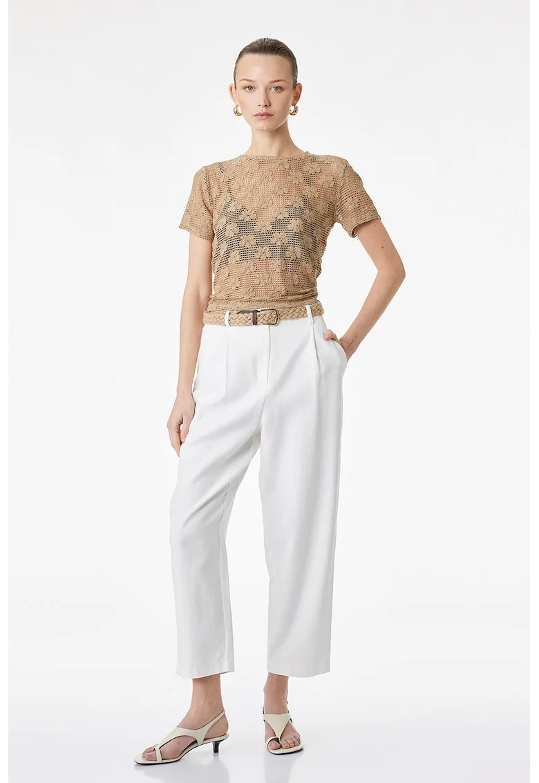 Pantaloni chino relaxed fit, Alb murdar