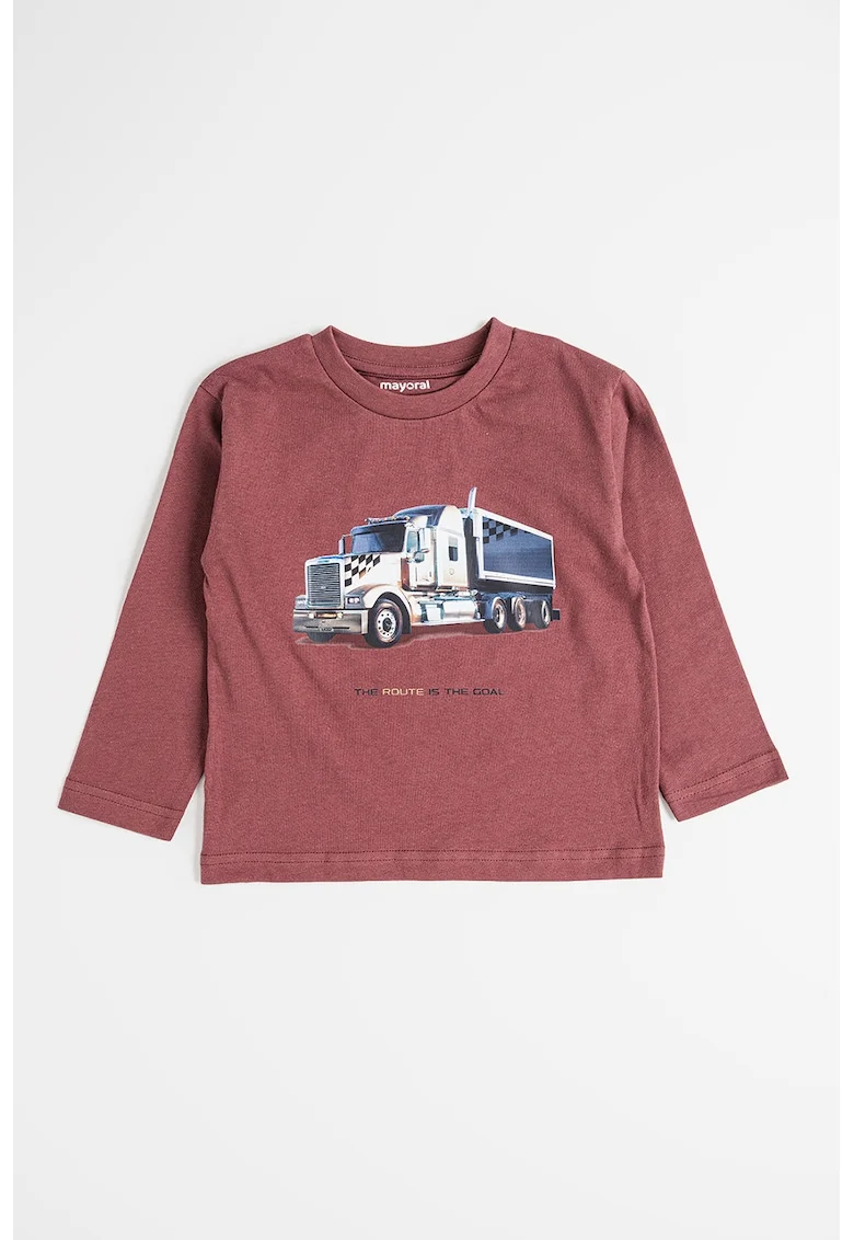 Bluza cu imprimeu grafic, Maro inchis/Albastru