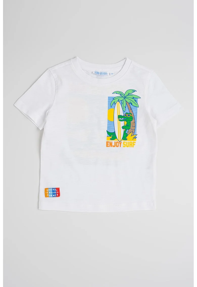 Tricou de bumbac cu imprimeu, Galben/Alb optic/Albastru
