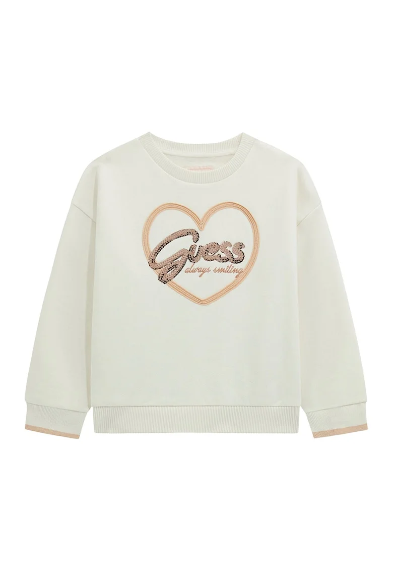 Bluza de trening cu imprimeu logo cu paiete, Auriu/Verde pal