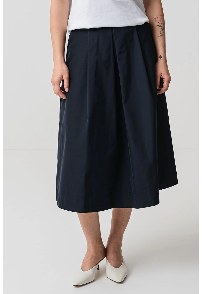 Fusta midi cu buzunare laterale, Negru