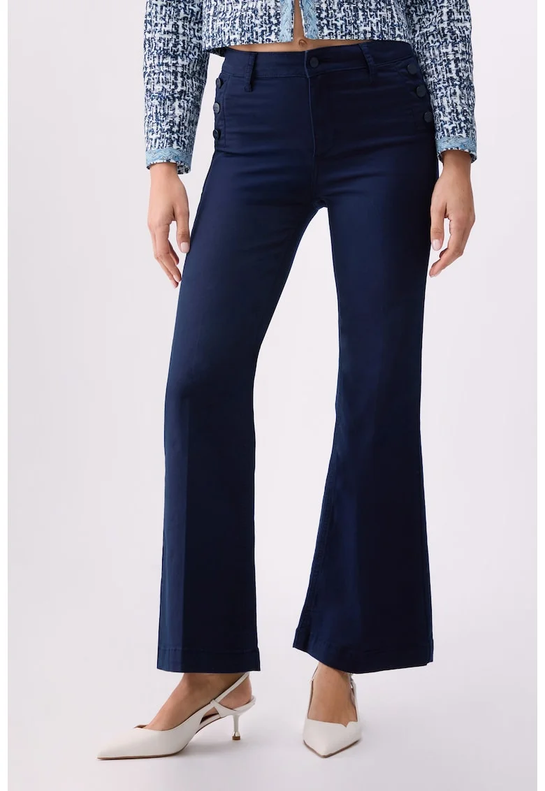 Pantaloni evazati cu talie inalta, Albastru inchis