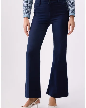 Pantaloni evazati cu talie inalta, Albastru inchis