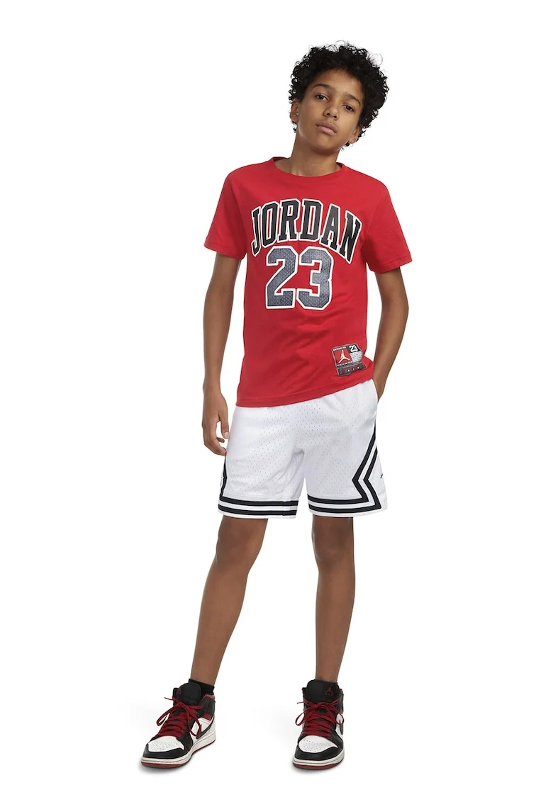 Tricou cu decolteu la baza gatului si imprimeu logo supradimensionat Jordan Practice Flight, Rosu/Alb optic