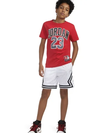 Tricou cu decolteu la baza gatului si imprimeu logo supradimensionat Jordan Practice Flight, Rosu/Alb optic
