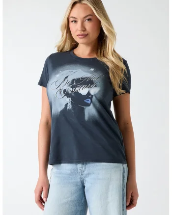 Tricou din bumbac cu imprimeu, Alb/Gri carbune